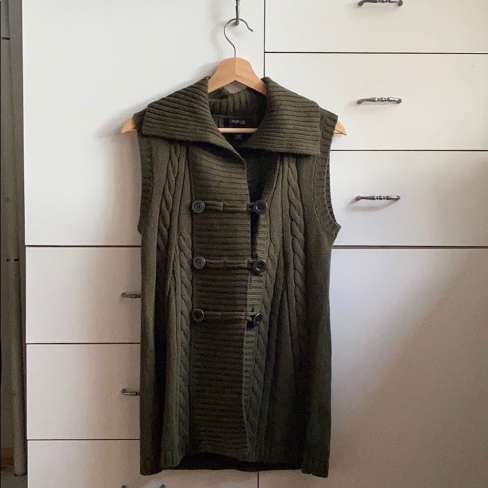 Style & Co. Petite Olive Cardigan Vest